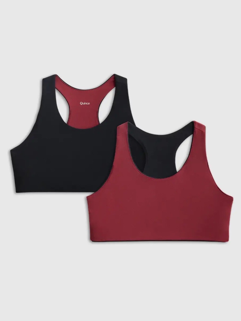 QUINCE Pack Of 2 Girls Ultra-Form Reversible Racerback Bra 10 Black/Merlot 0282